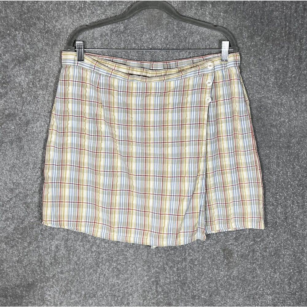 Vintage‎ Sag Harbor Plaid Pull On Wrap Skirt Shorts Womens Size XL Cotton